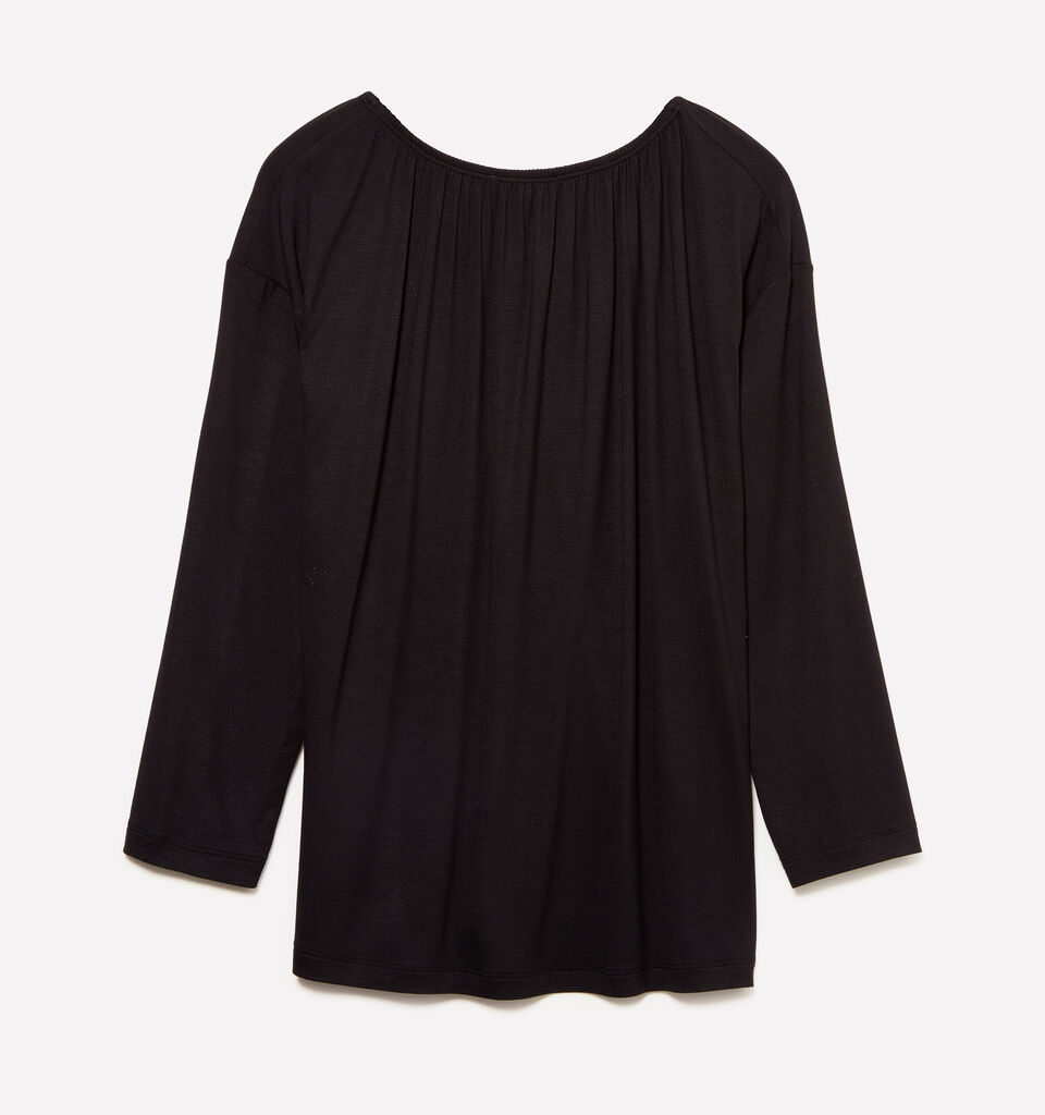 Black t-shirt with curl - women's long sleeve t-shirts - Black | Sisley image number 6